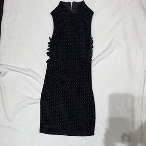bebe Black Textured Backless Dress